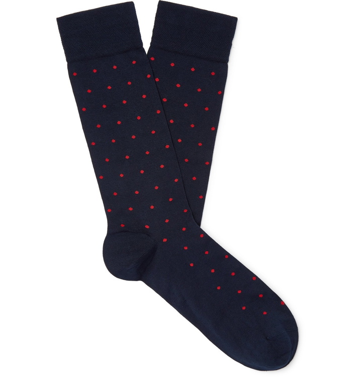 Photo: Marcoliani - Polka-Dot Cotton-Blend Socks - Blue