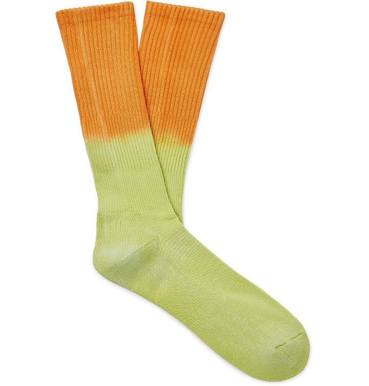 Photo: Mr P. - Tie-Dyed Cotton-Blend Socks - Orange