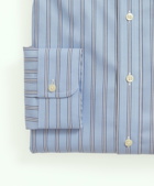 Brooks Brothers Men's Stretch Supima Cotton Non-Iron Pinpoint Oxford Button-Down Collar, Rep Stripe Dress Shirt | Light Blue