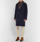 Brunello Cucinelli - Shearling-Trimmed Virgin Wool and Cashmere-Blend Coat - Men - Navy