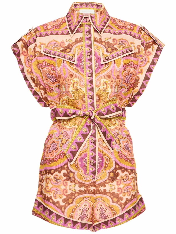 Photo: ZIMMERMANN - Halcyon Printed Self-tie Linen Romper