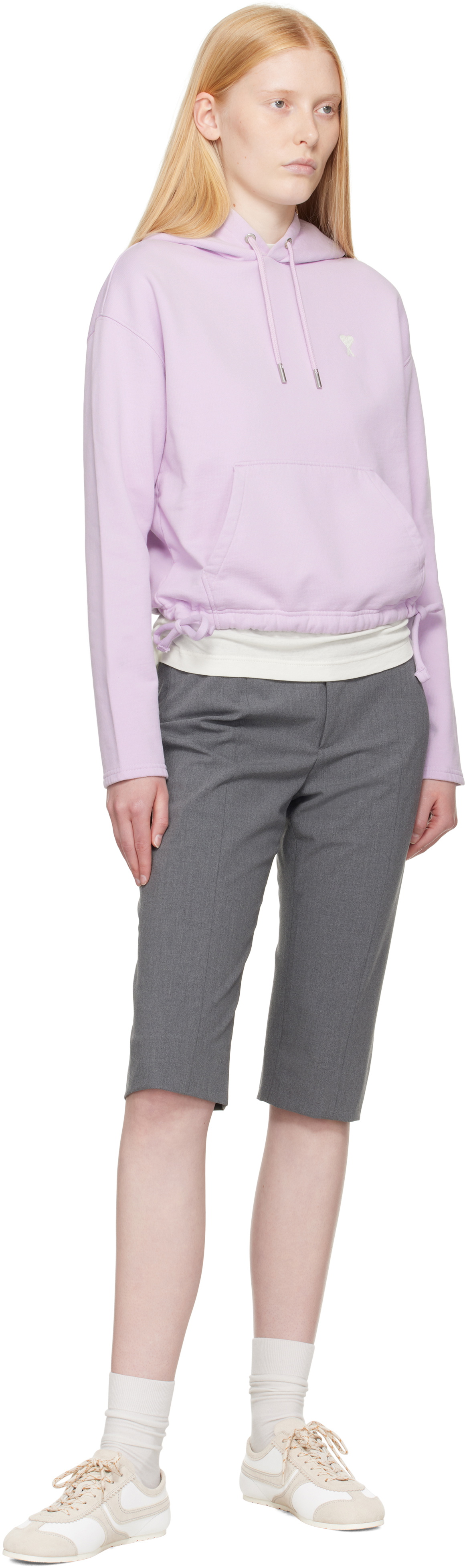 AMI Paris Purple Cotton Ami de Coeur Hoodie
