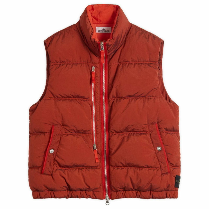 Photo: Stone Island Men's Nylon Metal EcoNyl Down Vest in Scarlet
