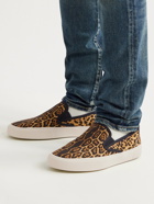SAINT LAURENT - Venice Leather-Trimmed Leopard-Print Canvas Slip-On Sneakers - Brown - EU 45