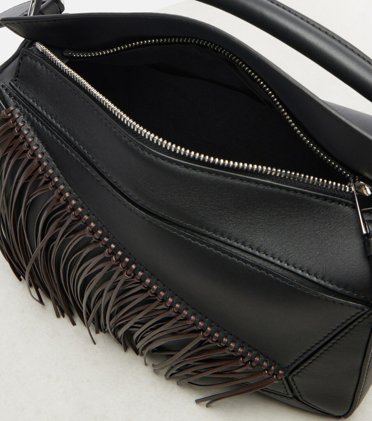 Loewe Puzzle Small fringed leather shoulder bag