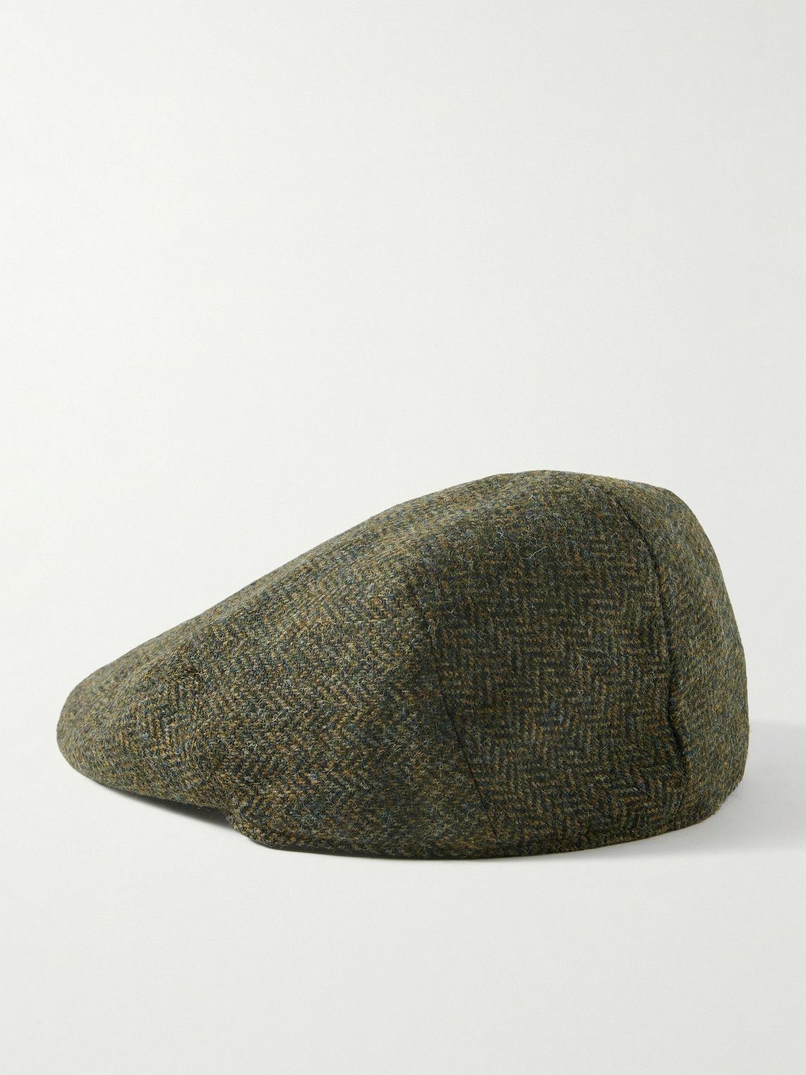 Anderson & Sheppard - Herringbone Wool-Tweed Flat Cap - Green