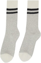 Brunello Cucinelli Grey & Off-White Cotton Socks