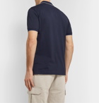 Brunello Cucinelli - Slim-Fit Contrast-Tipped Cotton-Piqué Polo Shirt - Blue