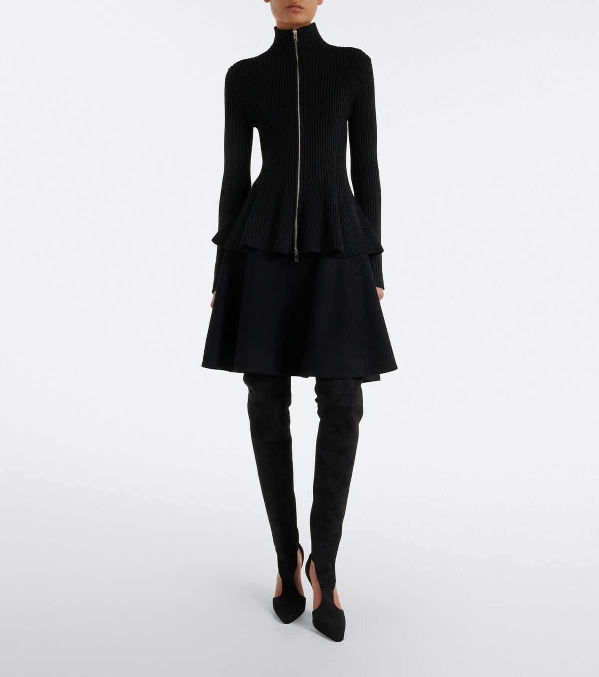Alaïa Cutout suede-trimmed over-the-knee boots