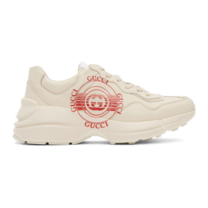 Photo: Gucci Beige Disc Print Rython Sneakers