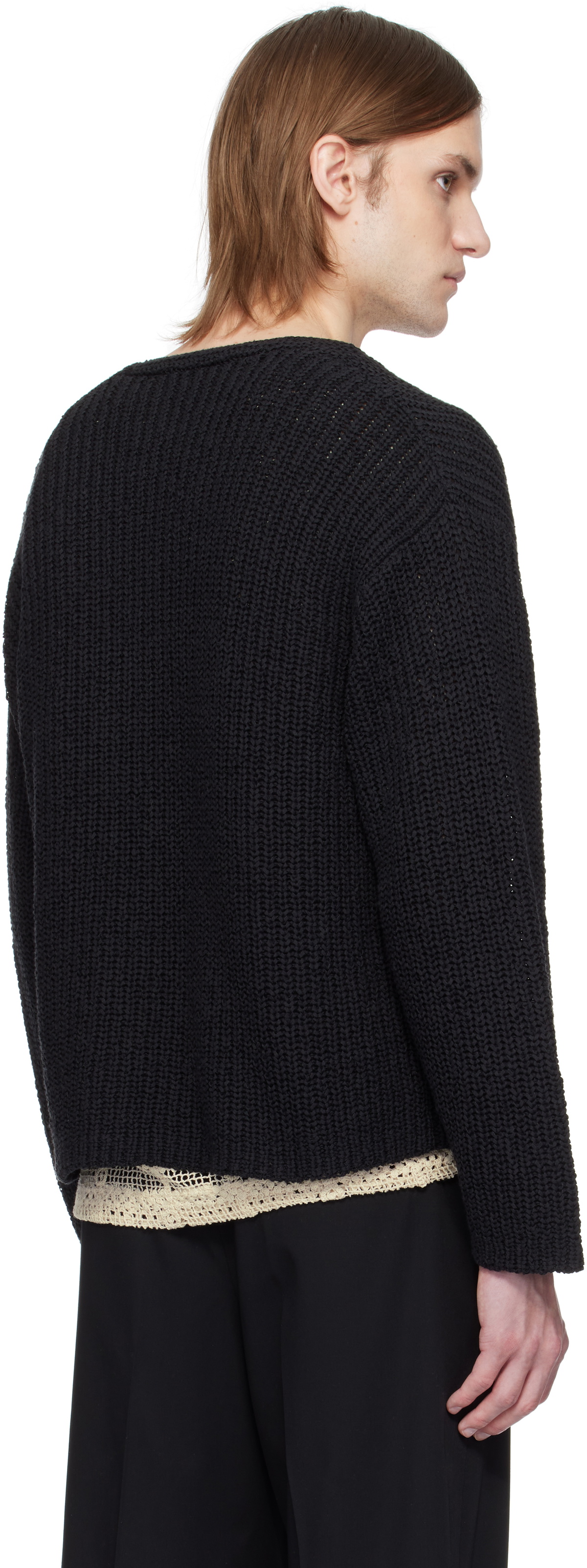 CMMN SWDN Black Eldar Tape Knit Cardigan