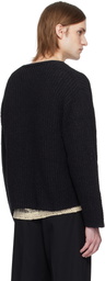 CMMN SWDN Black Eldar Tape Knit Cardigan