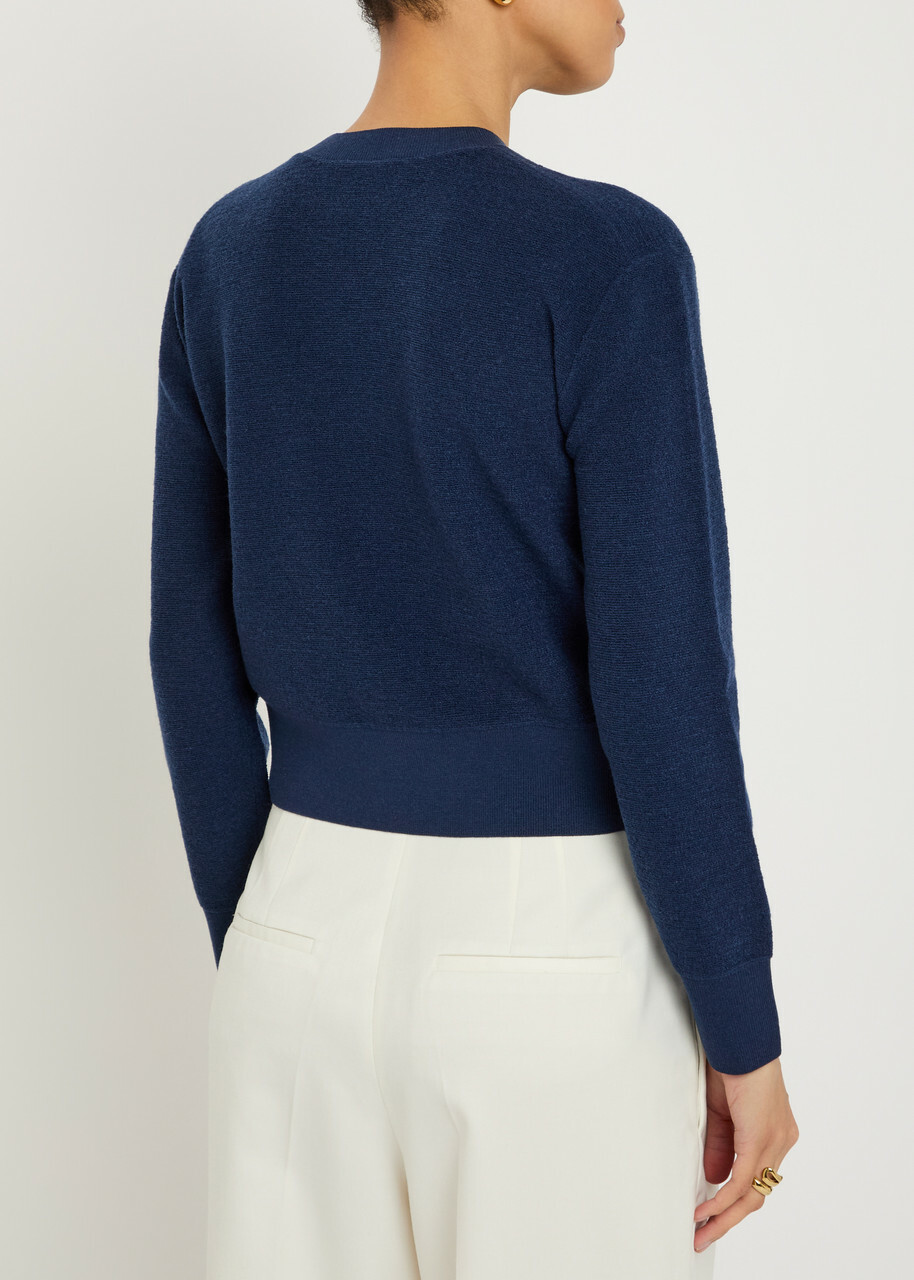 Tory Burch Logo Wool-blend Jumper Navy