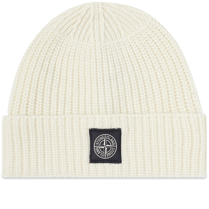 Photo: Stone Island Men's Wool Patch Beanie Hat in Natural