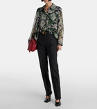 Loewe High-rise wool and silk straight pants