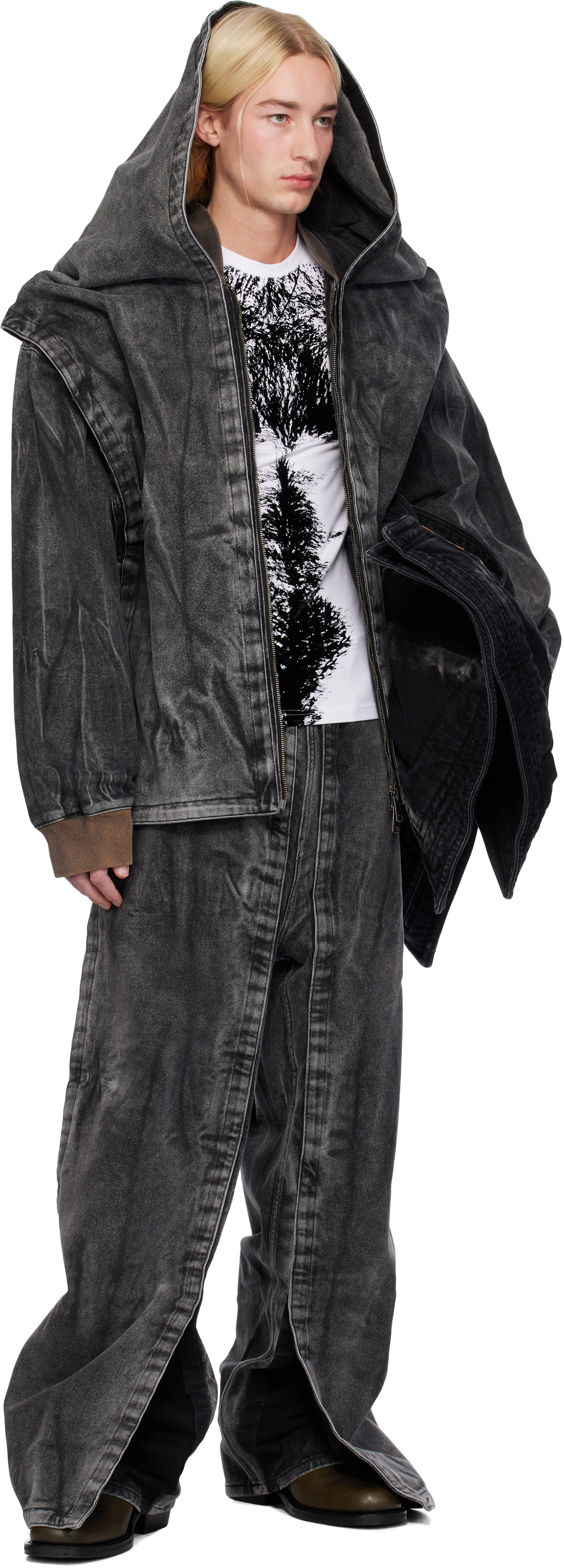 Y/Project Black Velcro Denim Jacket