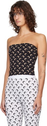 Marine Serre Black Recycled Moon Jersey Second Skin Tube Top