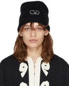 Valentino Garavani Black Wool Lurex VLogo Beanie