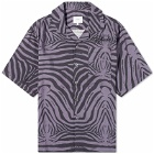 Rhude Men's Rayon Zebra Stripe Vacation Shirt in Black