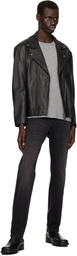 BOSS Black Zip Pocket Leather Biker Jacket