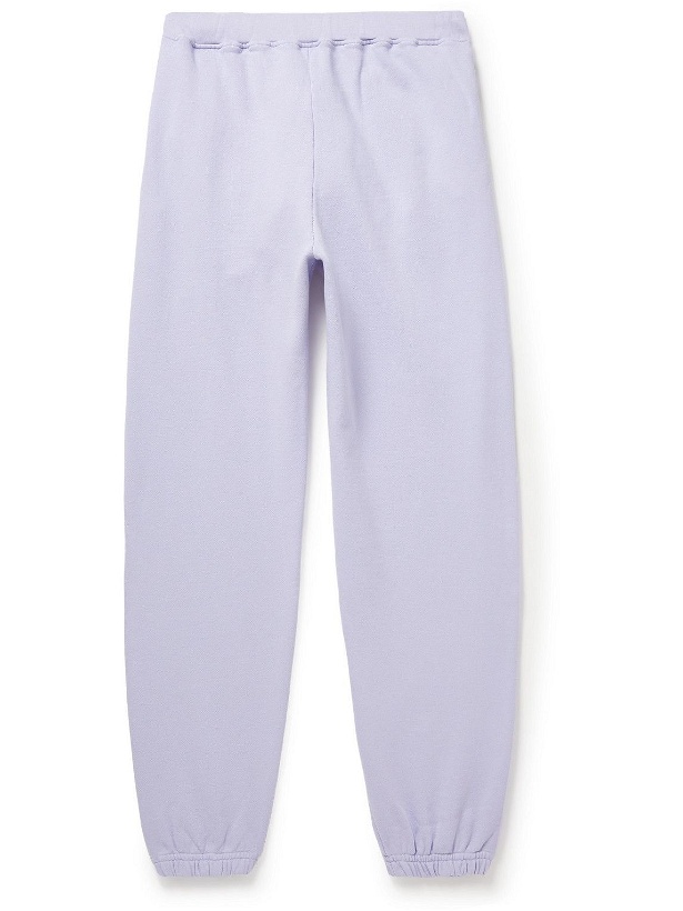 Photo: Aries - Premium Temple Straight-Leg Logo-Print Cotton-Jersey Sweatpants - Purple