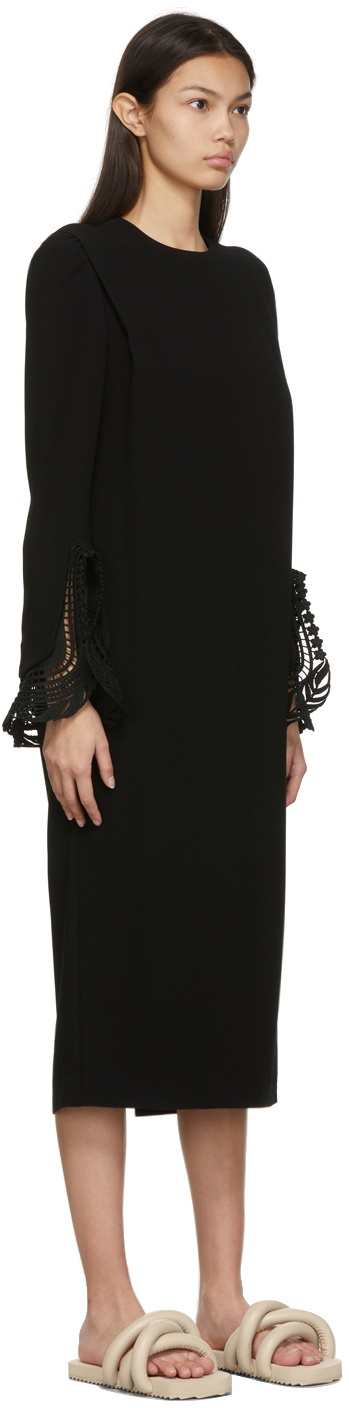 Mame Kurogouchi Black Embroidered Mid-Length Dress Mame Kurogouchi