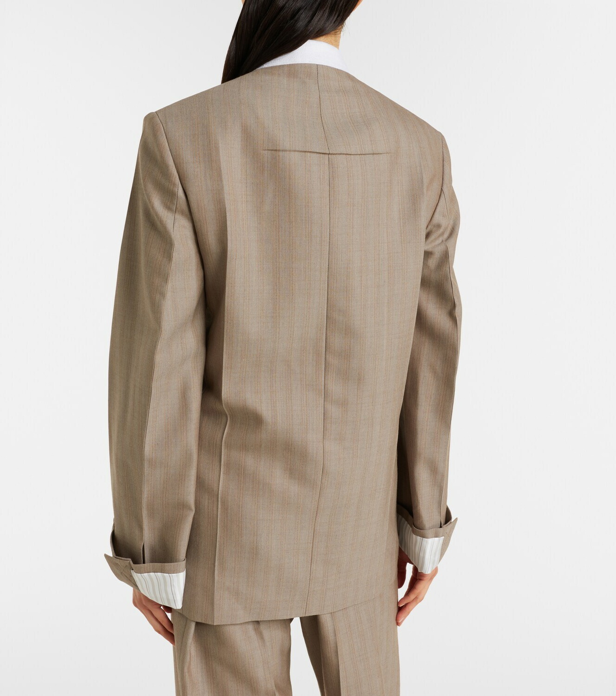 Victoria Beckham Herringbone virgin wool blazer