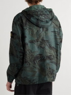 Stone Island Shadow Project - Logo-Appliquéd Printed Linen and CORDURA-Blend Hooded Parka - Green