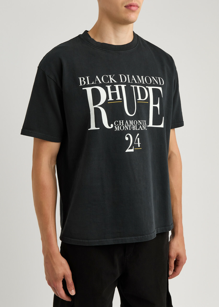 Rhude Black Diamond Printed Cotton T-shirt Rhude