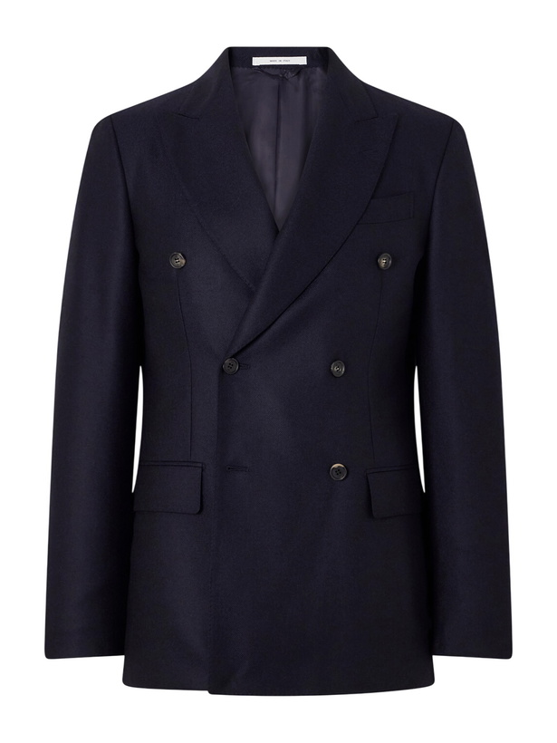 Photo: Gabriela Hearst - Angelo Double-Breasted Wool and Cashmere-Blend Flannel Suit Jacket - Blue