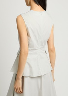 Remain BY Birger Christensen Peplum Cotton-poplin top Off White