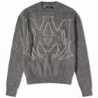 AMIRI Men's Brushed Mohair MA Logo Crew Knit in Grey