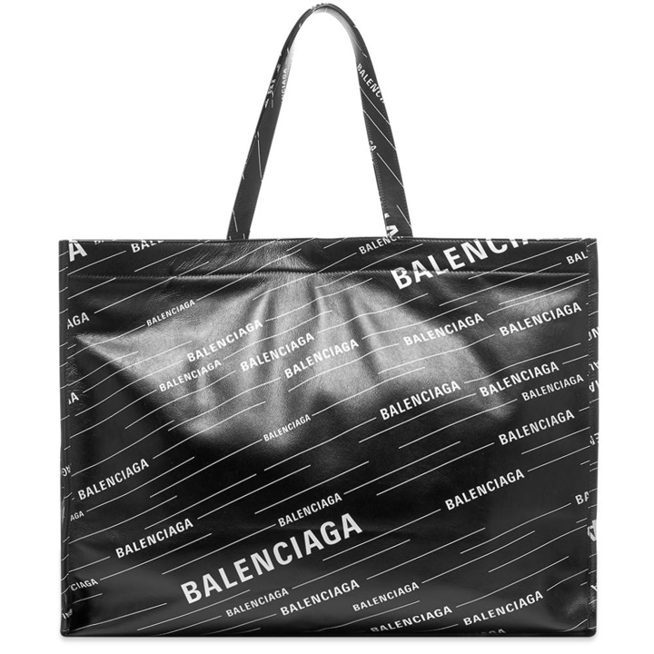 Photo: Balenciaga Leather All Over Logo Shopping Bag