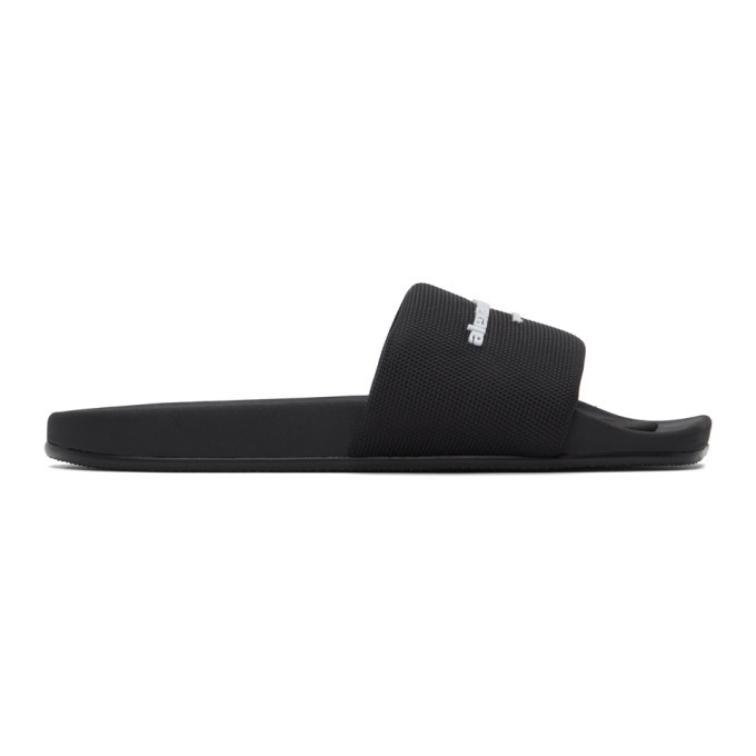 サンダル・ミュール ALEXANDER WANG LOGO POOL SLIDES AW Pool Slide in BLACK | alexanderwang®