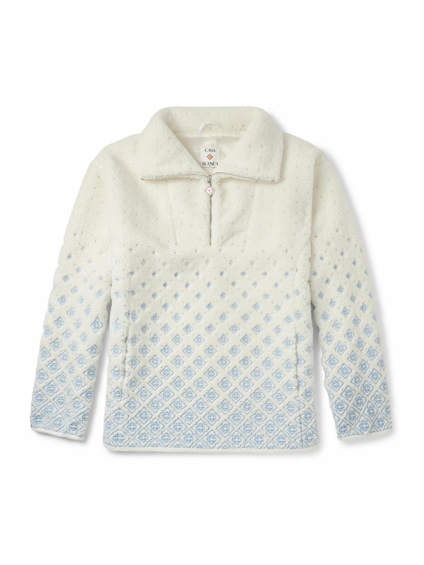 Photo: Casablanca - Fleece-Jacquard Half-Zip Sweater - White