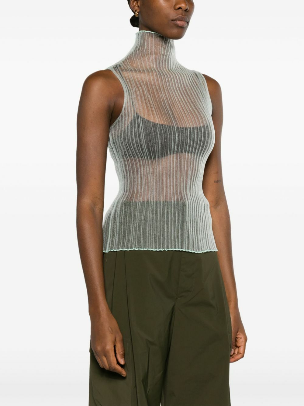 AISLING CAMPS Blue Modern Mist Sheer Sleeveless Vest