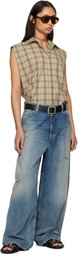 Acne Studios Beige Check Button-Up Vest
