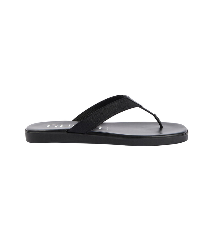 Photo: Gucci Logo canvas and leather thong sandals
