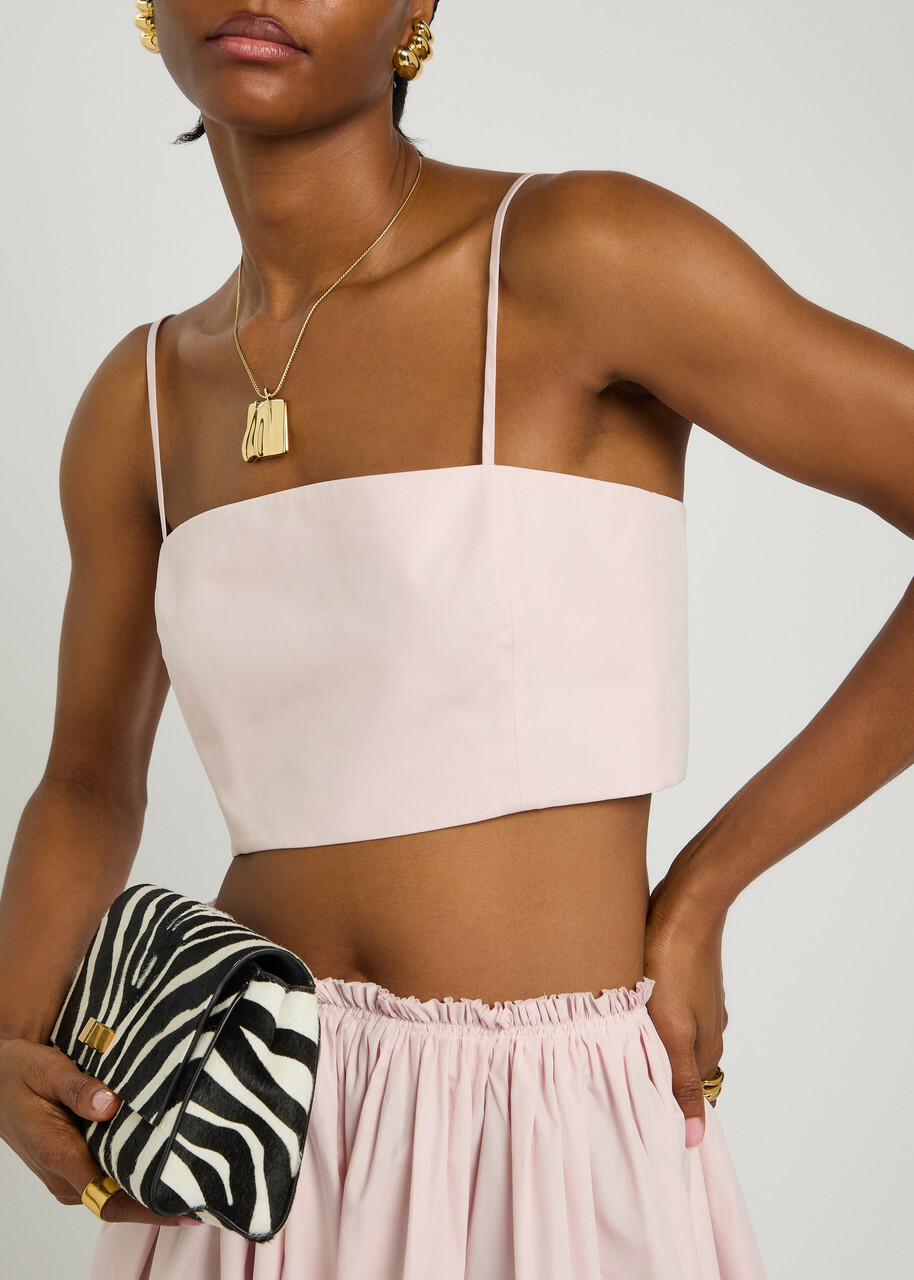 Gabriela Hearst Nadir Cropped Cotton-poplin top Light Pink