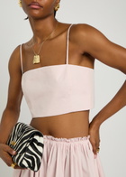 Gabriela Hearst Nadir Cropped Cotton-poplin top Light Pink