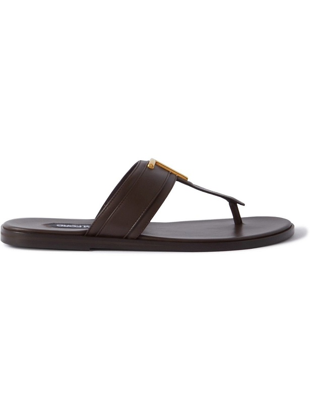 Photo: TOM FORD - Brighton Embellished Leather Sandals - Brown