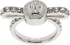 Versace Silver Crystal Gianni Ribbon Ring