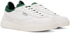Hugo White & Green Leather Lace-Up Sneakers