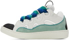 Lanvin White & Blue Curb Sneakers