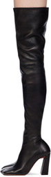 Amina Muaddi Black Marine Stretch Thigh High Boots