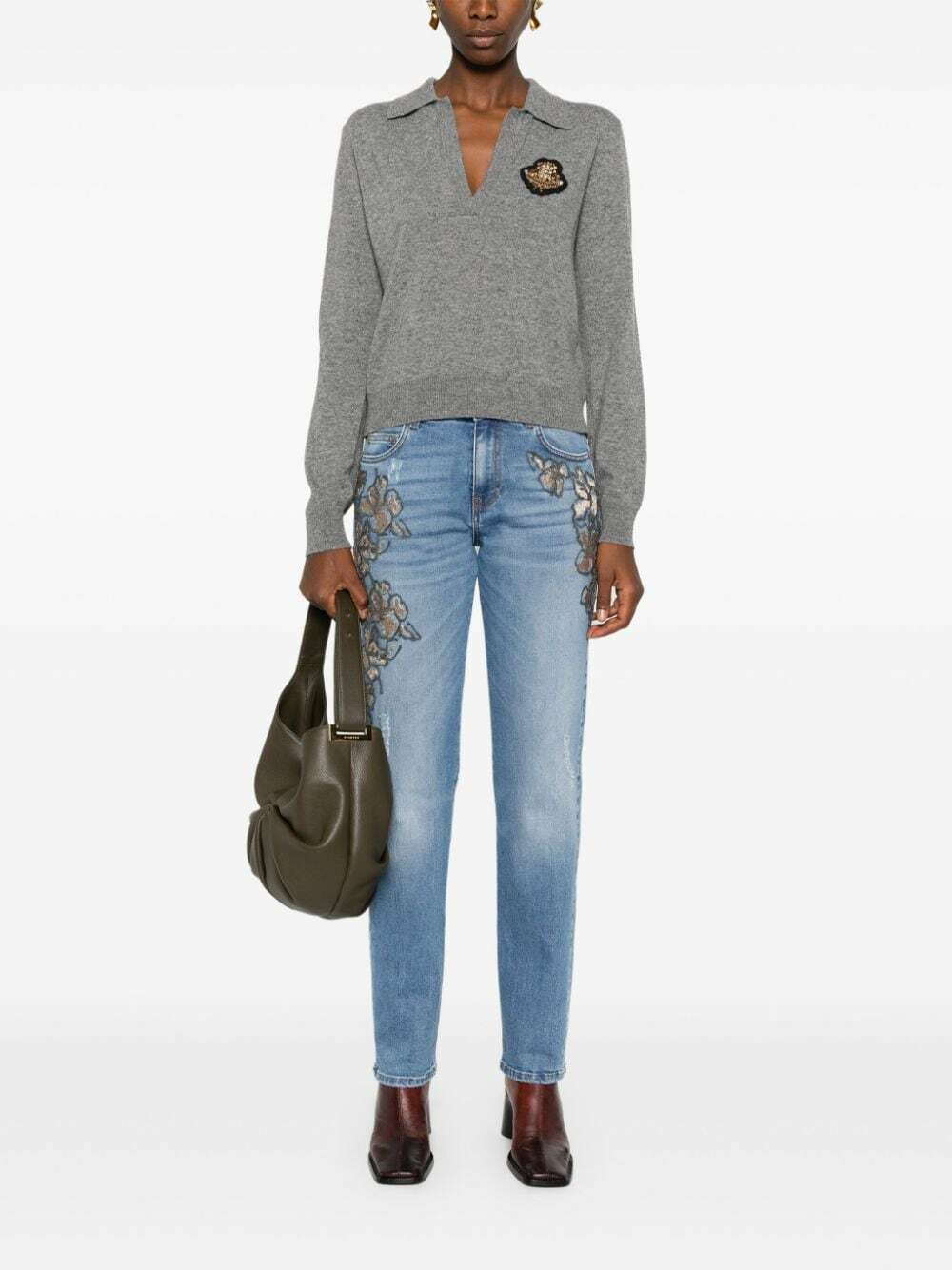 ERMANNO - Embroidered Denim Jeans