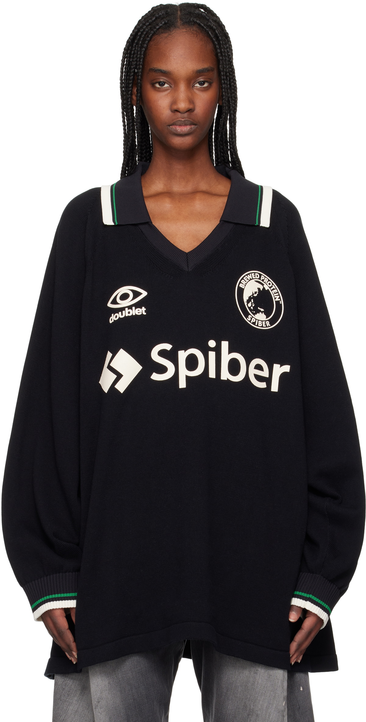 doublet Black Team Spiber Football Polo