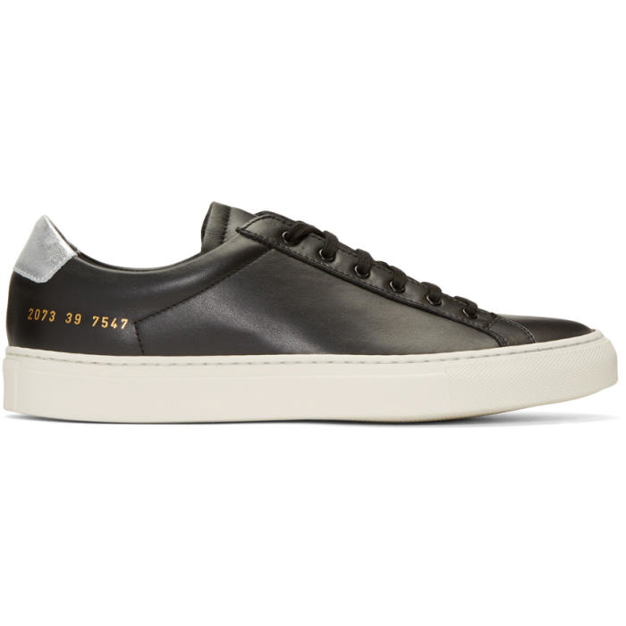 Photo: Common Projects Black and Silver Achilles Retro Low Sneakers