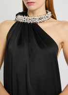 Stella Mccartney Faux Pearl-embellished Satin Gown Black