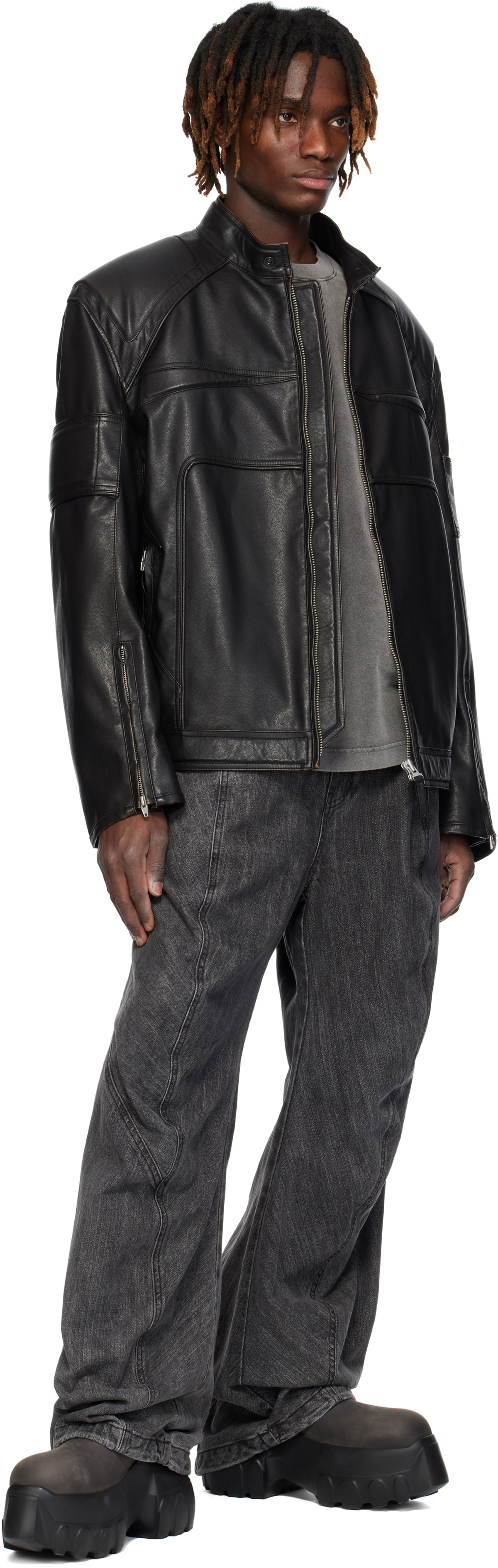 Juun.J Black Rider Faux-Leather Jacket
